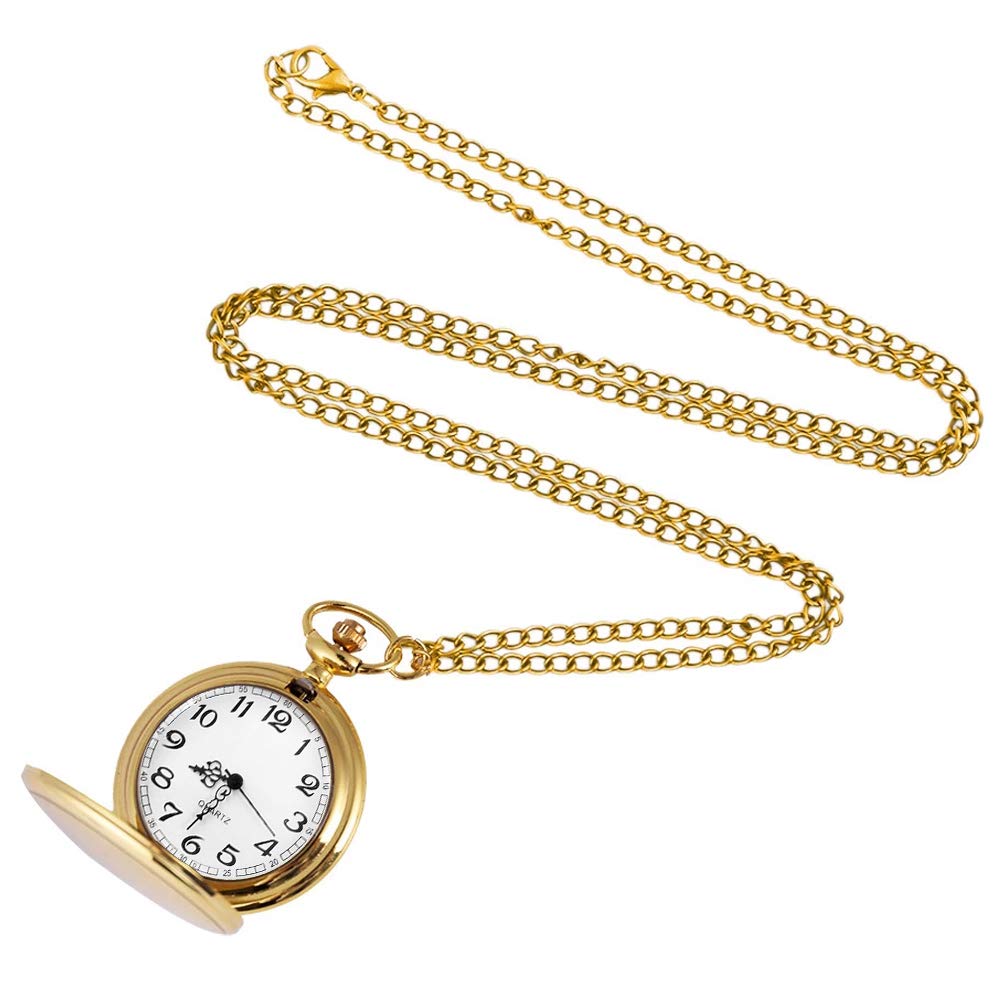 Set of 2 Classic Pocket Watch with Chain for Men and Women