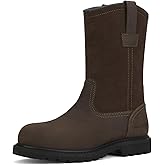 HISEA NINGO Steel Toe Work Boots for Men, Waterproof Wellington Boots | Full-Grain Leather Steel Toe Boots Slip-on, Goodyear Welt, Slip Resistant, EH Protection, for Construction Farming Welding
