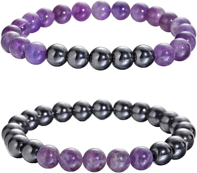 Magnetic Hematite Bracelets for Women Men Therapy Healing Stone Bracelet and Relief for Arthritis and Carpal Tunnel.
