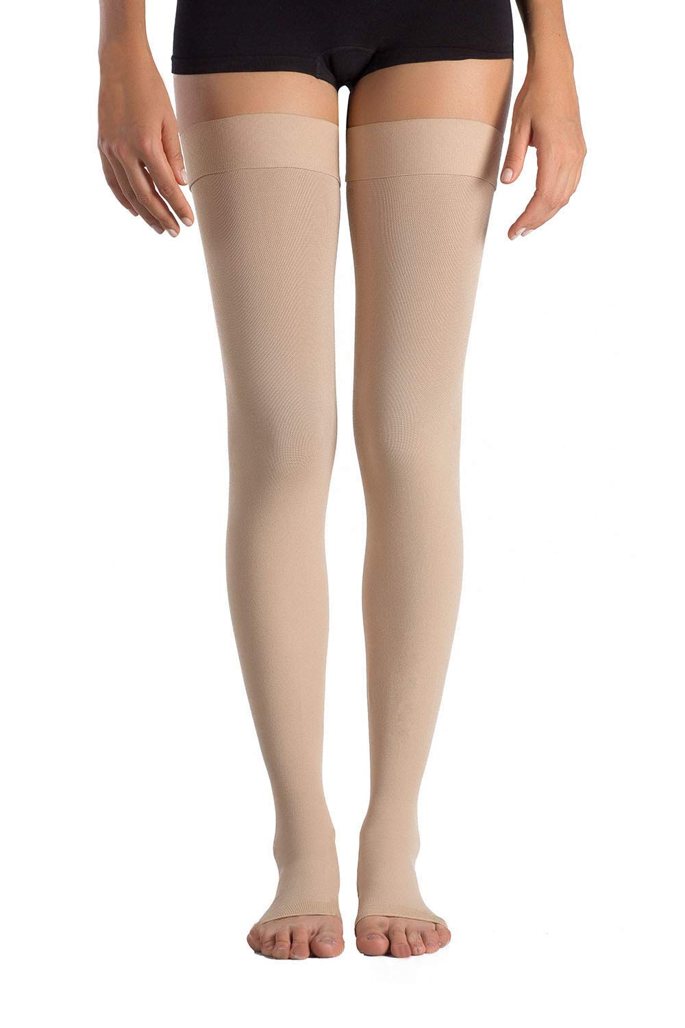 Photo 1 of +MD Thigh High Compression Stockings Open-Toe 20-30mmHg Firm Medical Support Socks for Varicose Vein Swollen legs NudeL