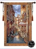 Beautiful Canal with Shops Fine Tapestry Jacquard Woven Wall Hanging Art Decor