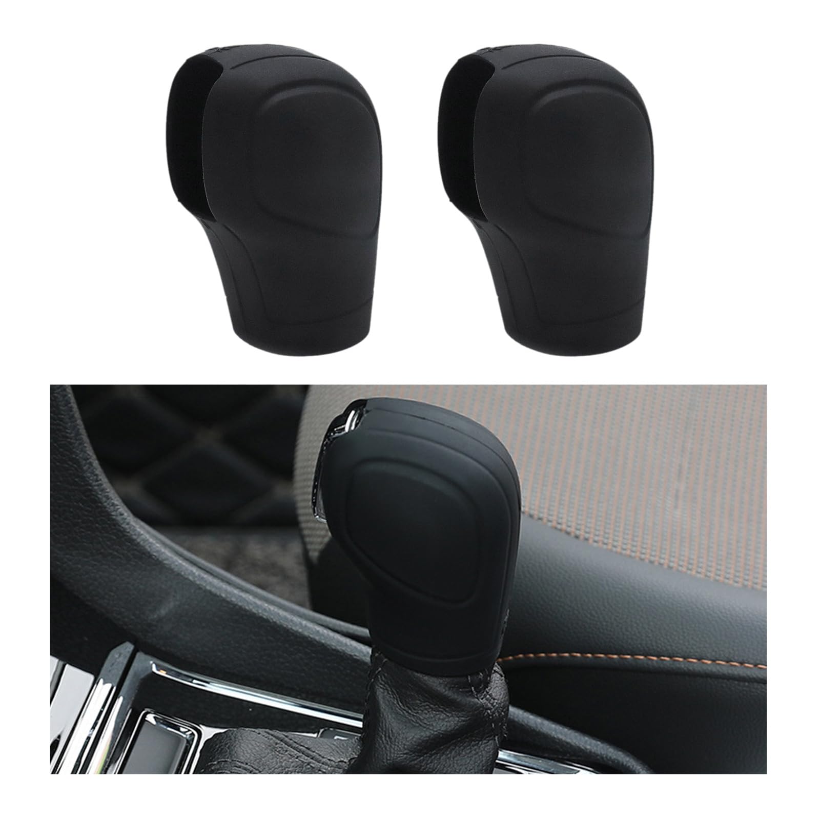 Photo 1 of Ziciner 2PCS Car Gear Shift Knob Cover, Elastic Silicone Car Automatic Shift Protect Accessories, Anti-Slip Auto Knob Gear Stick Protector, Car Interior Decoration (Old, Black)