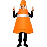 Construction Cone Costume Funny Halloween Traffic Cone Costumes for Adult | Safety Cone Tunic Cosplay Suit for Men Women One Size Orange Roadblock Outfit for Dress Up Theme Party Holiday Cosplay