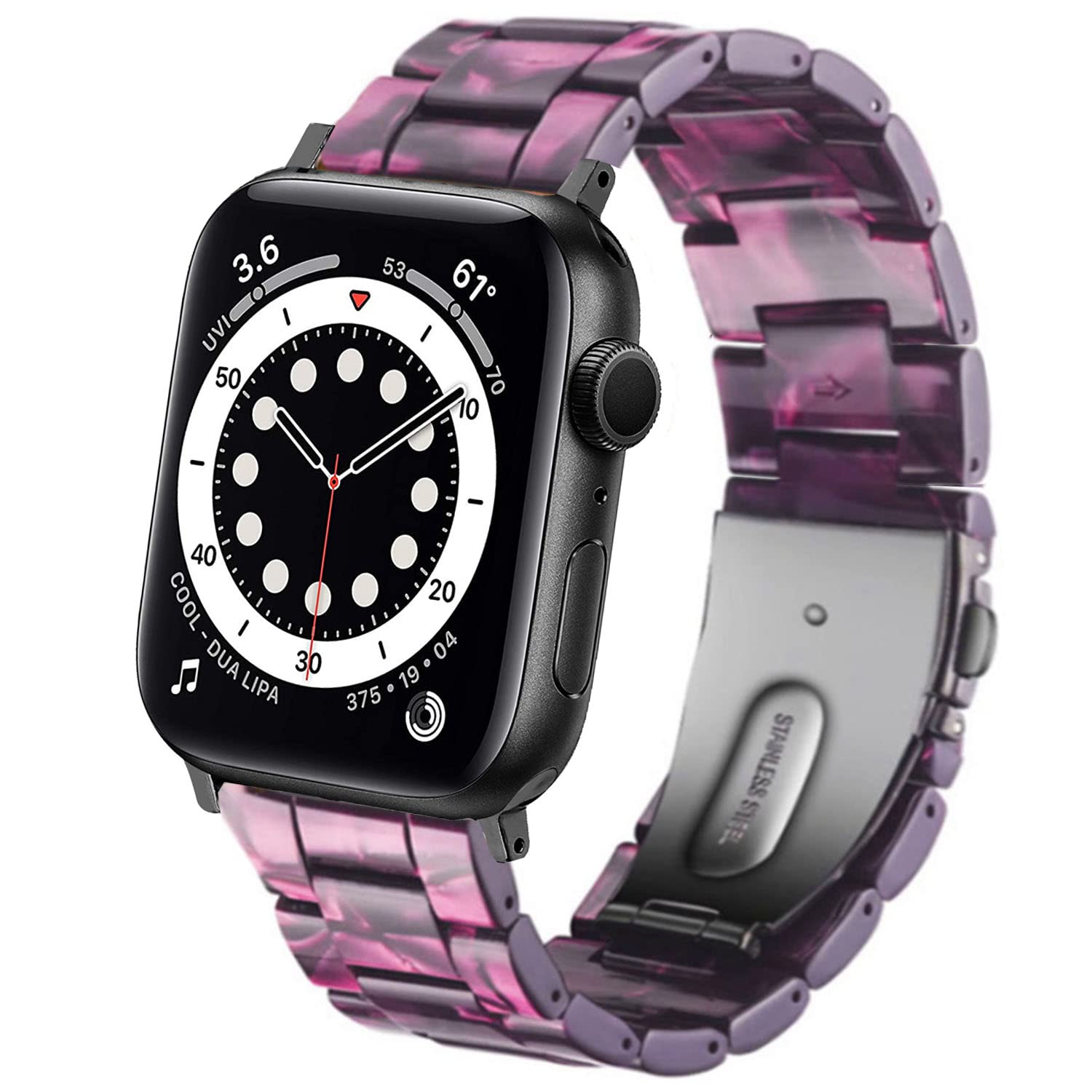 DEALELE Bands Compatible with Apple Watch 42mm 41mm 40mm 38mm, Colorful Resin Replacement Strap for iWatch Series 10/9 / 8/7 / SE / 6/5 / 4/3 Women Men, Purple