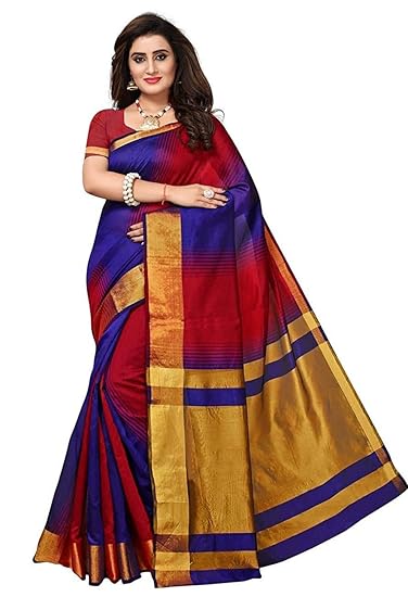 Women's Synthetic Saree with Blouse Piece (Free Size)