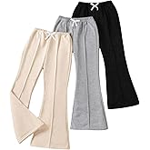 SOLY HUX Toddler Girl's 3 Pack Flare Pants Bowknot Elastic Waist Bell Bottom Pants Casual Trousers