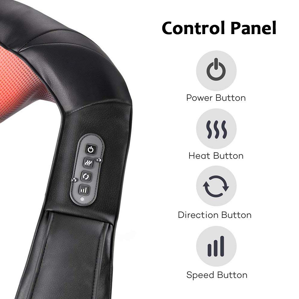 Neck Massager Cordless with Heat, Rechargeable 2600mAh Battery, Sable Shiatsu Tissue Kneading Massage for Shoulder, Foot and Back, FDA Approved for Car Home Office Travel Use