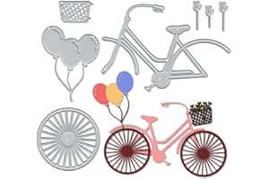 ABTOLS Bicycle Metal Cutting Dies, Bike Balloon Valentine Arrow Flower Background Dies Cuts for Card Making Templates Embossing Mould DIY Stencils Scrapbooking Album Paper Craft Card Decor