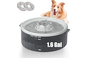 PICK FOR LIFE Dog Water Fountain - 211oz/1.6Gal Pet Water Bowl for Large Dogs with Triple Filtration & Ultra-Quiet Pump & Replacement Filter - Ideal for Cats | Dogs | Multi-pet Families, BPA-Free, Gray