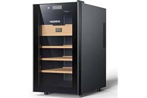 NEEDONE 300 Count Cabinet with Heating and Cooling Electric Temperature Control System, Made with Spanish Cedar Wood Shelves & Drawer with Hygrometer, LED Lighting, Gift for Men