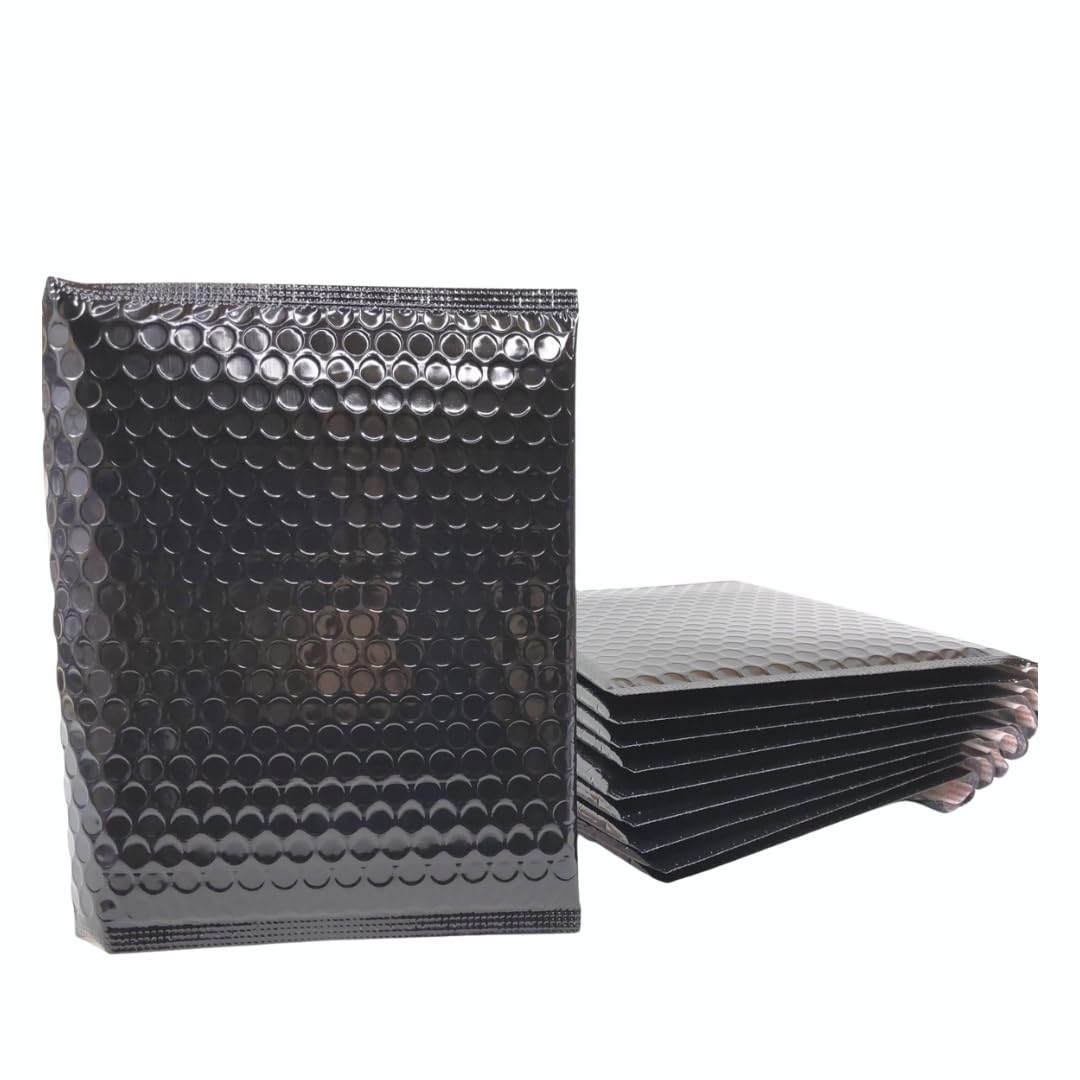 OfficeGear Gloss Black Bubble Envelopes (10 Pack) - Large A5 Size - 225mm x 175mm - Premium Protection for Small Items