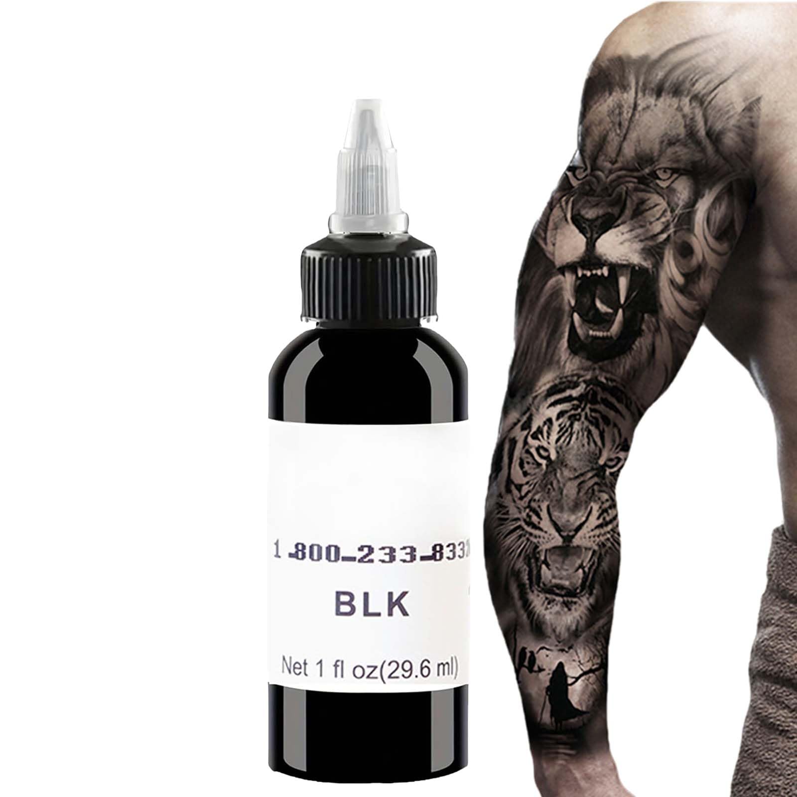 KKwoter Black Tattoo Ink, Dynamic Tattoo Ink, Tattoo Practice Ink, Easy to Color, Repair Without Fading