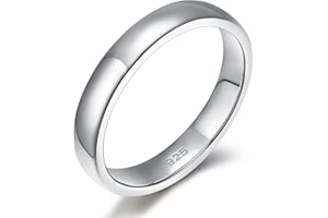 EAMTI 2mm 4mm 6mm 925 Sterling Silver Ring High Polish Plain Dome Wedding Band Comfort Fit Size 4-12