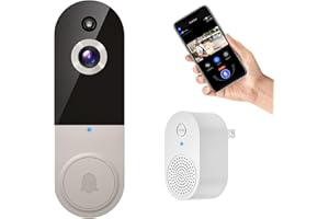 HOPEFLEX 1080P Smart Wireless Video Doorbell Camera, AI Human Detection, 2.4G WiFi, Two-Way Talk, Battery Powered, Night Vision, Real-Time Alerts, Weather-Resistant, Cloud Storage (Linen)