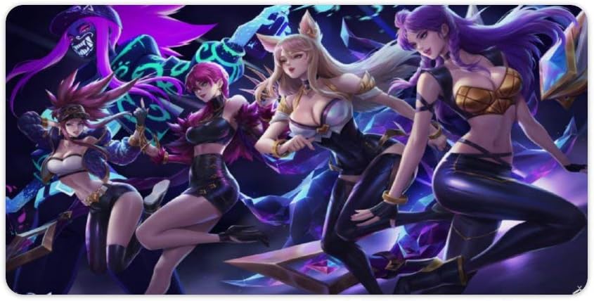 Mouse pad,for of League Legends,KDA Ahri Akali Evelynn Kai'Sa,Large Gaming Mouse Mat,Desk Mat,Waterproof Anti-Dirty Skid Proof Stitched Edges Mousepad,Perfect for Home Working,60x30cm,24x12 inch