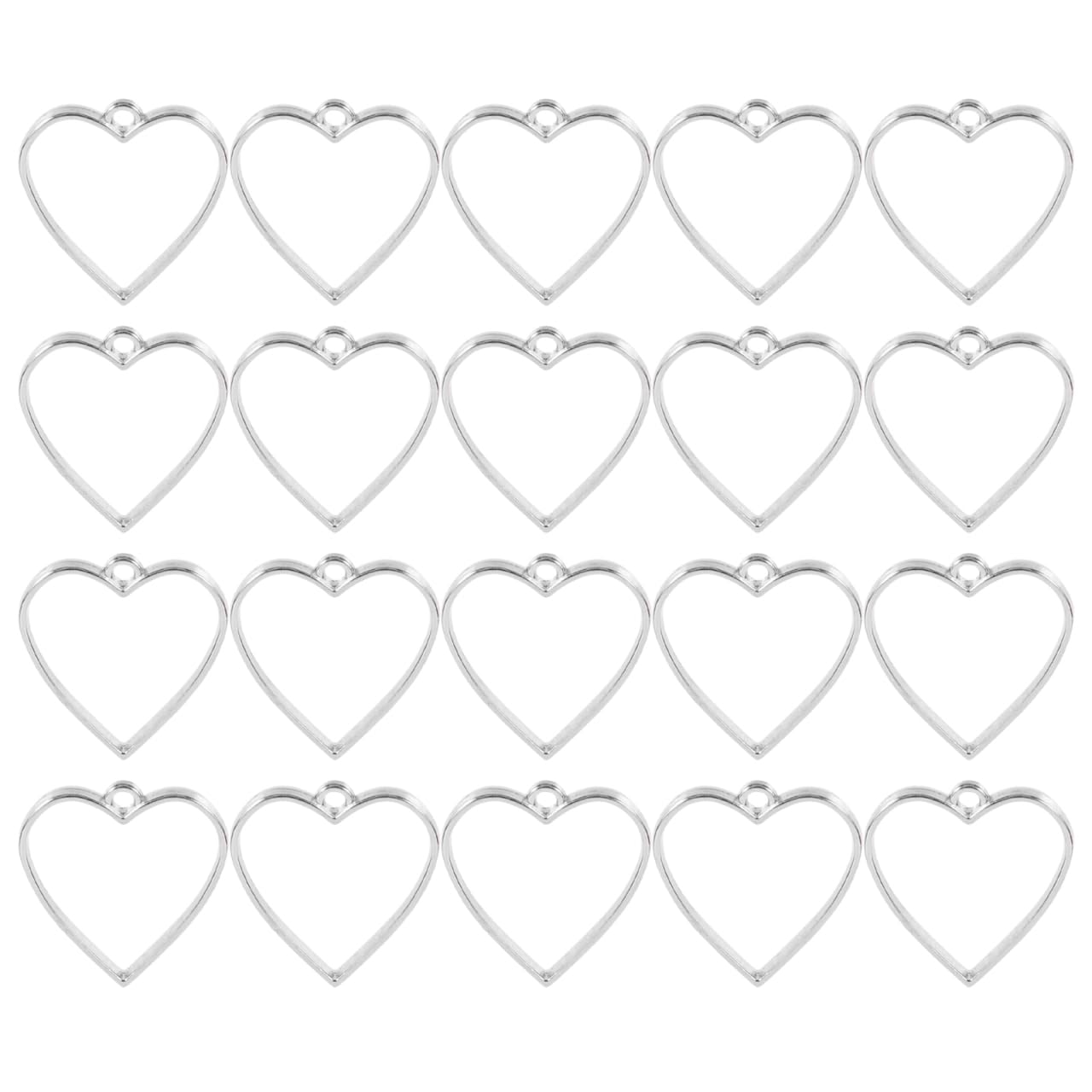 OFFSCH Heart Shaped Pendant Diy Jewelry Accessories 1.18X1.14X0.12 Inch Alloy Charms for Necklace Brooch Making Set of 20 Decorative Pendants
