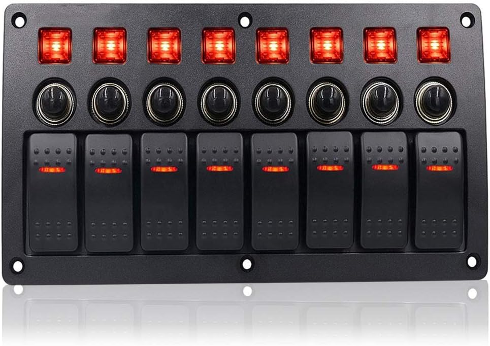 CT-CARID 8 Gang Rocker Switch Panel 12-24V Toggle Switch Panel Marine ...
