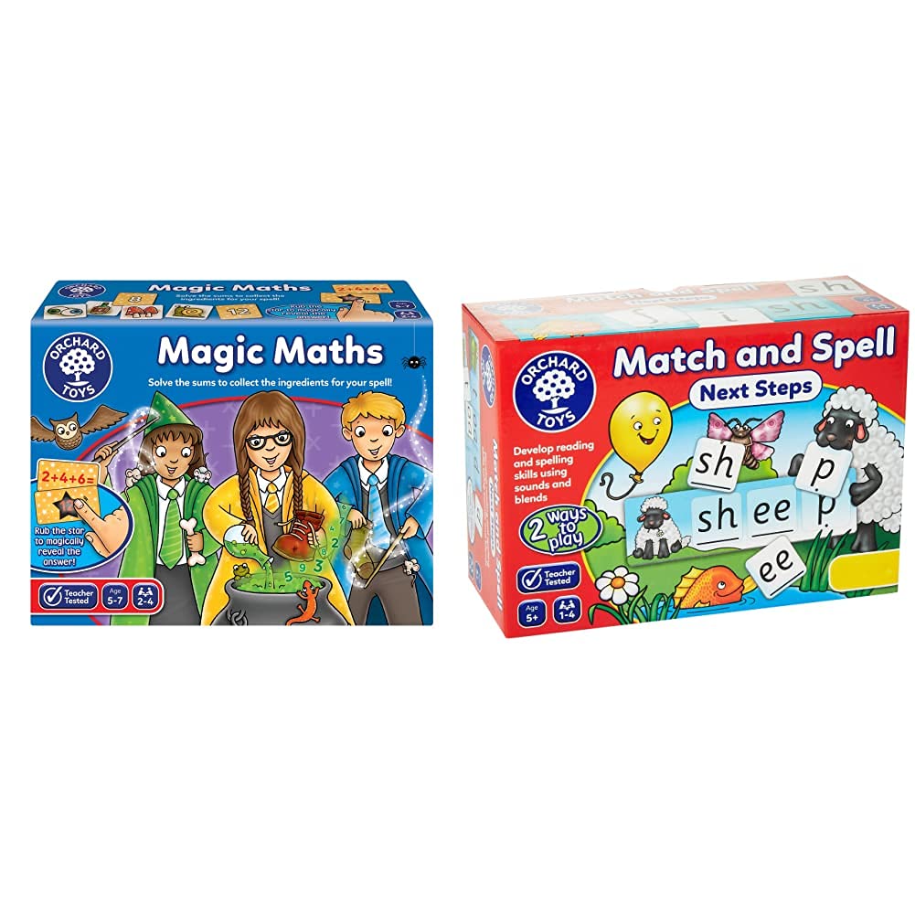Orchard Toys Magic Maths Game & Match and Spell Next Steps Board Game