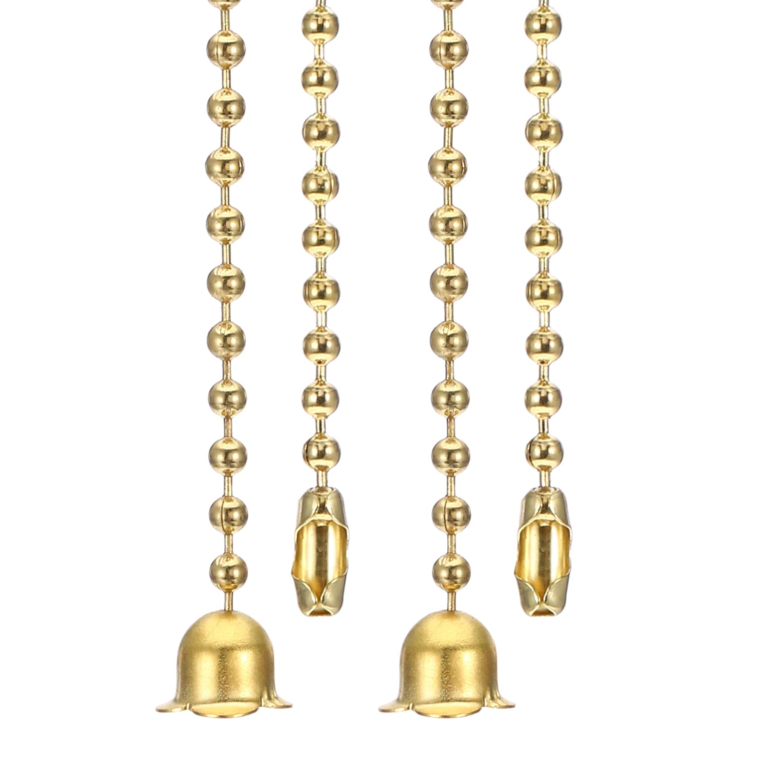 PATIKIL 1M 3.3ft Ceiling Fan Pull Chain, 2 Pcs Beaded Pulls Cord Extender Flower Pendant for Fan Light Chandelier Table Lamp Pulling Switch, Gold Tone