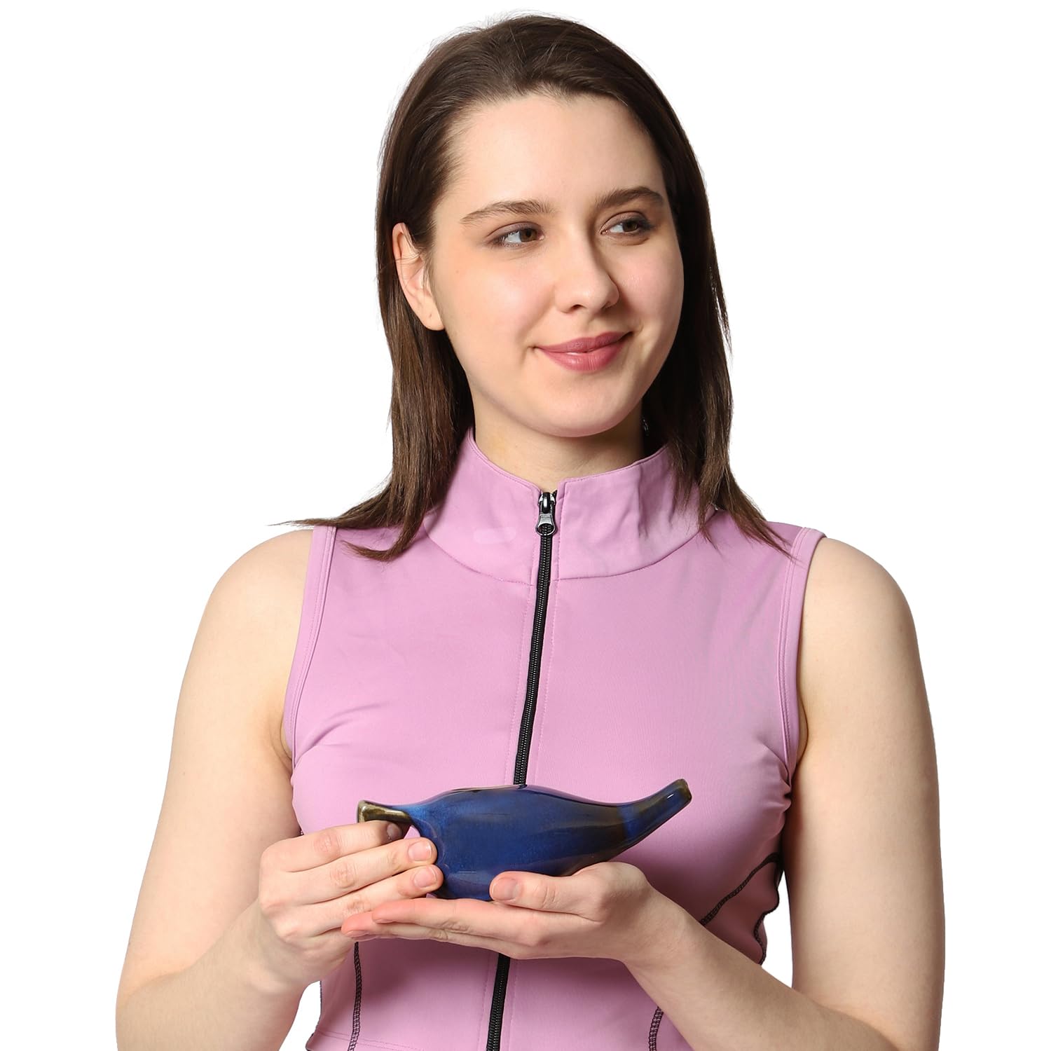 HealthGoodsIn Ceramic Neti Pot, Premium Handcrafted Durable, Dishwasher Safe with 2 Silicone Nozzle Tip, 225 Ml. (7.6 FL Oz) Capacity (Elegant Blue Gradient)