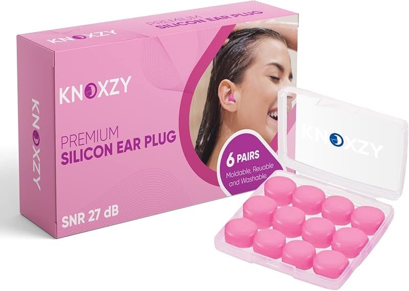 Knoxzy Silicone Ear Plugs Reusable 27dB SNR Pink Pack 1