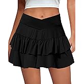 SEMARO Womens Tennis Athletic Golf Skorts Skirts Crossover High Waisted Running Workout Skorts with Pockets
