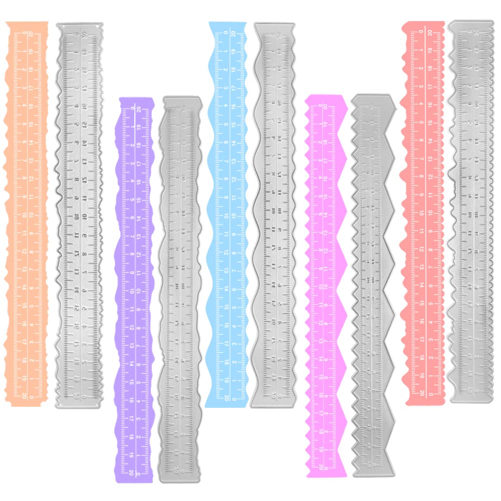 5 Pcs Ruler Die Cuts for Card Making, AFIUDA Cutting Dies Irregular Ruler Metal Craft Dies Card Making Supplies Embossing Dies Cutter