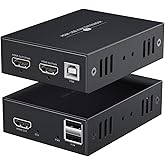 PWAY HDMI KVM Extender 1080P @ 60Hz Over Single Cat5E/6/7 Ethernet Cable Up to 50m/165ft with Loop Out & POC Function - USB K
