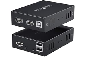PWAY HDMI KVM Extender 1080P @ 60Hz Over Single Cat5E/6/7 Ethernet Cable Up to 50m/165ft with Loop Out & POC Function - USB K