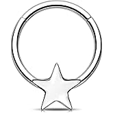 Jewseen Star Hinged Segment Ring Gold Septum Ring 16g Septum Jewelry Daith Earring Daith Piercing Jewelry Helix Tragus Cartilage Earring Septum Clicker Nose Ring Hoop for Women Men