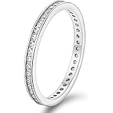 TIGRADE 2.5mm Women Anniversary Ring Cubic Zirconia Wedding Band CZ Stackable Ring Eternity Band Size 3-11