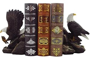 HOME 'N GIFTS American Bald Eagle Bookend Set Sculptures in Office and Patriotic Home Decor, Bird Statues and Figurines by Home-n-Gifts