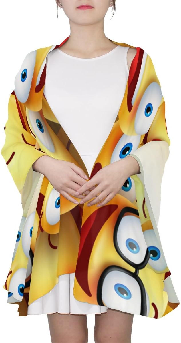 LIANCHENYI Smiley Faces Womens Silk Scarf Lightweight Shawl Soft Long Scarves
