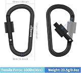 BEEWAY Locking Carabiner 3 Pack Aluminum D Ring Keychain Clip Black Blue Gold view 3