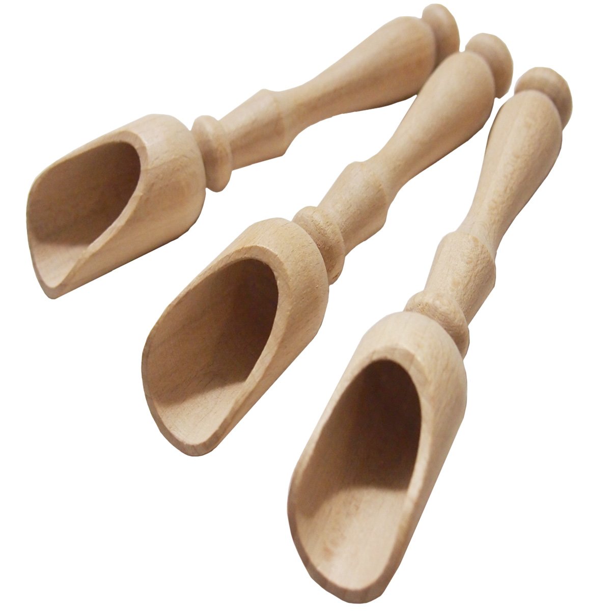 EFO Wooden Scoop 14cm 3-Pack | Mini Wooden Scoops for Spices, Tea, Salt, Rice | Versatile Measuring Spoon for Kitchen and Bathroom use | Handcrafted Natural Finish Utensil for Dry Goods | Buchenholz