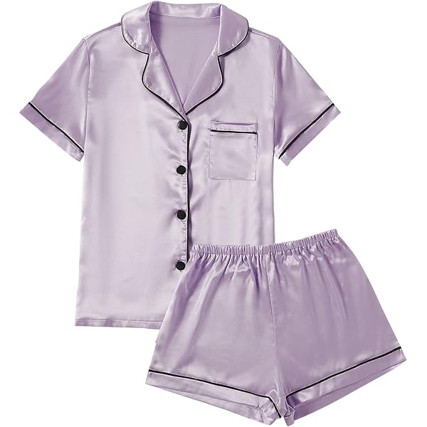 LYANER Women's Satin Pajama Set - Short Sleeve Top & Shorts, Silky Sleepwear For Lounge & Comfort - View #6