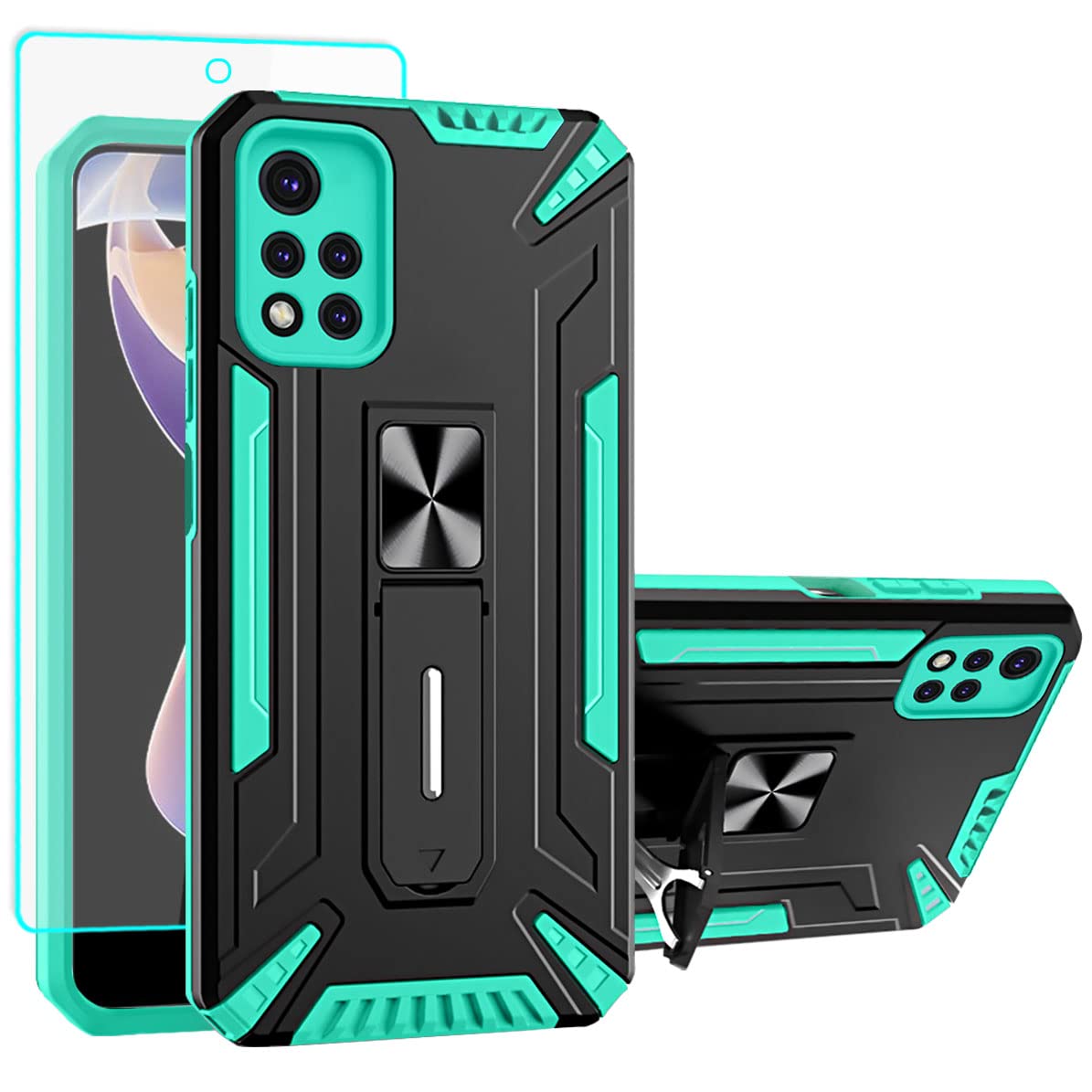 Aozuoton Xiaomi Redmi Note 11 Pro Case, Redmi Note 11 Pro Case, with HD Screen Protector, Cover with Ring Shockproof Protective Silicone Phone Cases for Xiaomi Redmi Note 11 Pro (Mint)