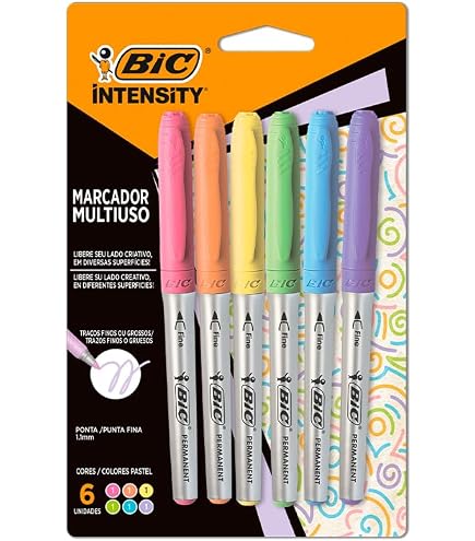 Pincel Marcador Permanente BIC Marking, Ponta Média de 1.1mm, 4