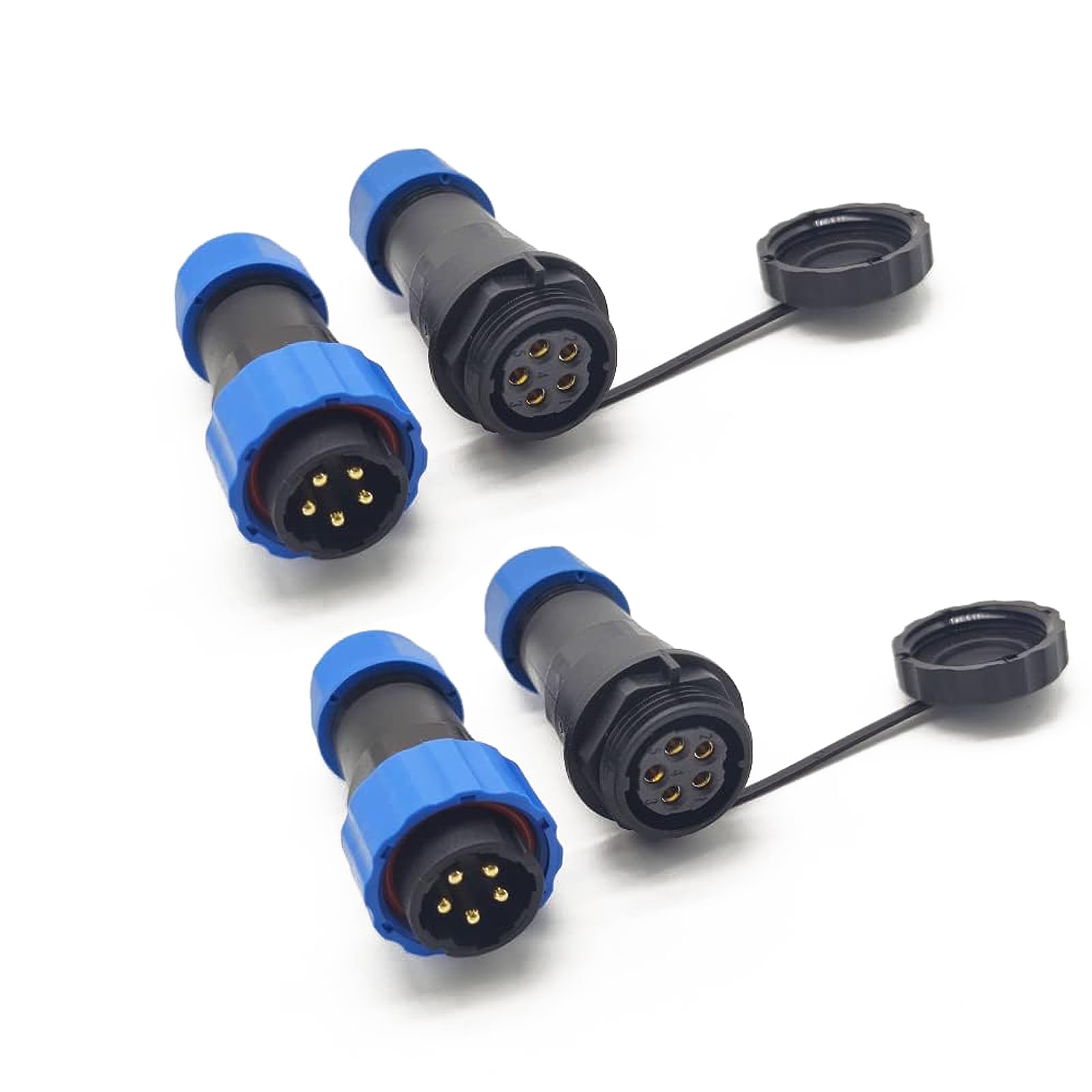 2 Pieces Aircraft Connector SP21 5-Pole, IP68 5 Pin Waterproof Circular Male Plug and Female Socket Connectors in Line Type SP21 5 Pin Connector for Outdoor Lamps