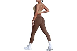 FRESOUGHT Workout Sets for Women 2 Piece Ribbed V Neck Adjustable Shoulder Strap Sports Bra High Waist Yoga Shorts Outfits