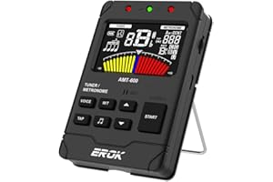 EROK Digital Metronome & Tuner - All-in-One Rechargeable Device with Stereo Headphone Output, Voice Counting, Ideal for Guitar, Bass, Violin & String Instruments(Black)