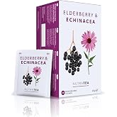 Nutra Tea - Elderberry &amp; Echinacea Tea | Elderberry Tea - Immunity Teas | Immune Teabags - 20 Individually Wrapped Bags - Herbal Teas - (1 Pack)