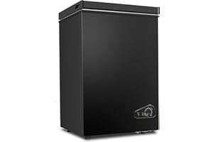 Fox Shack Chest Freezer 5.0 Cu. Ft Mini Deep Freezer, Compact and Efficient, Adjustable Temperature, Fast Cooling, and 2 Removable Baskets (Black, 5.0 Cu. Ft)