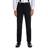 Geoffrey Beene Men's Tuxedo Dress Pants, Black with Satin Stripe, Polyester Blend, Unfinished Hem
