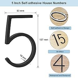 YWONOBS Door Numbers, 5 Inches 3D Self Adhesive