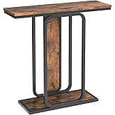 HOOBRO Narrow Console Table, 29.5” Small Entryway Table, 2-Tier Industrial Sofa Table with Geometric-Styled Structure, for Li