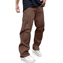 PLEPAN Men's Casual Cargo Pants Drawstring Hiking