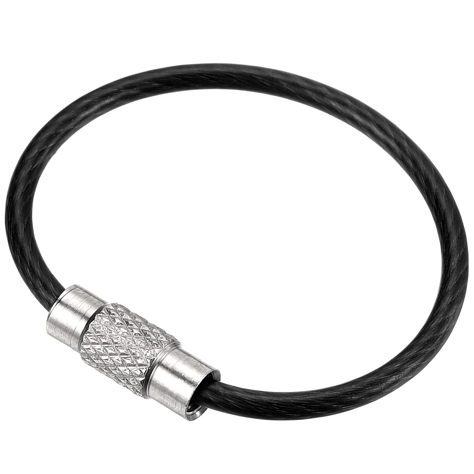 PATIKIL 3.5 Inch Length Wire Keychain Cable, 5 Pack Stainless Steel Key Ring Loop, Black