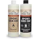 Stone Coat Countertops Quick Coat, Fast Curing Epoxy, 1 Quart | 3-4 hour Dry Time, Ideal for DIY Woodworking Projects like Geodes, Steel Inlays, Crack Filling, and Coating 3D objects