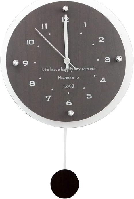 Amazon Co Jp 名入れ 名前入れ 時計 掛け時計 振り子時計 名入れ振り子電波時計 ウッディー 結婚祝い 結婚記念日 ブラウン ホーム キッチン